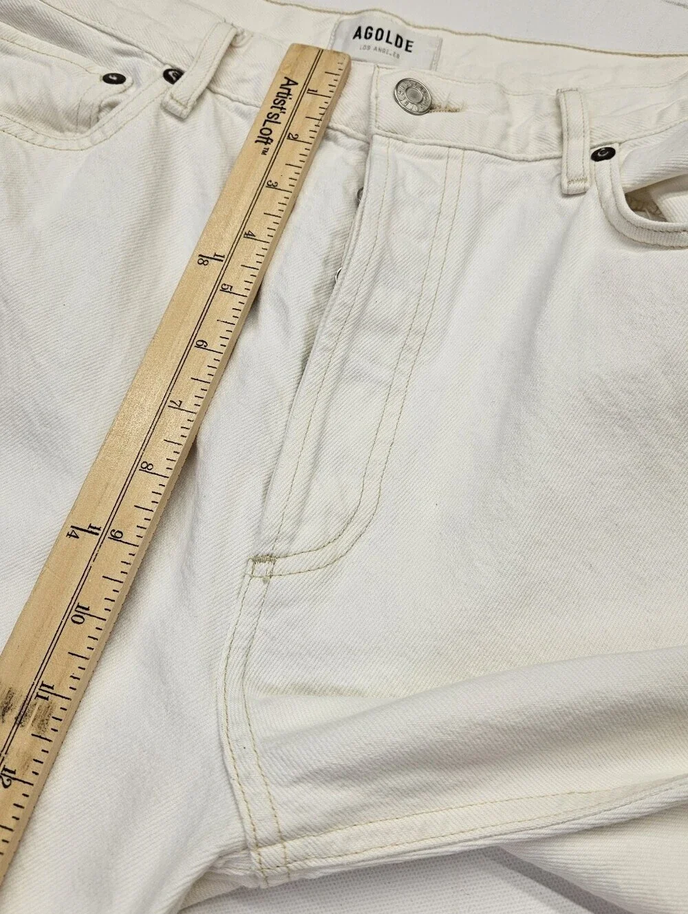 Agolde Jeans Women’s Size 30 Button  Fly Straight High Rise White Denim Jeans